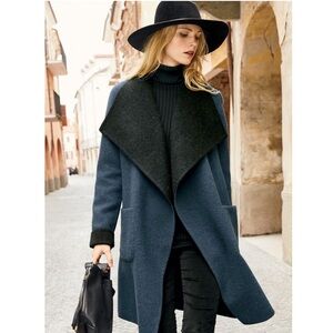 Elegant Blue and Black Women's Coat